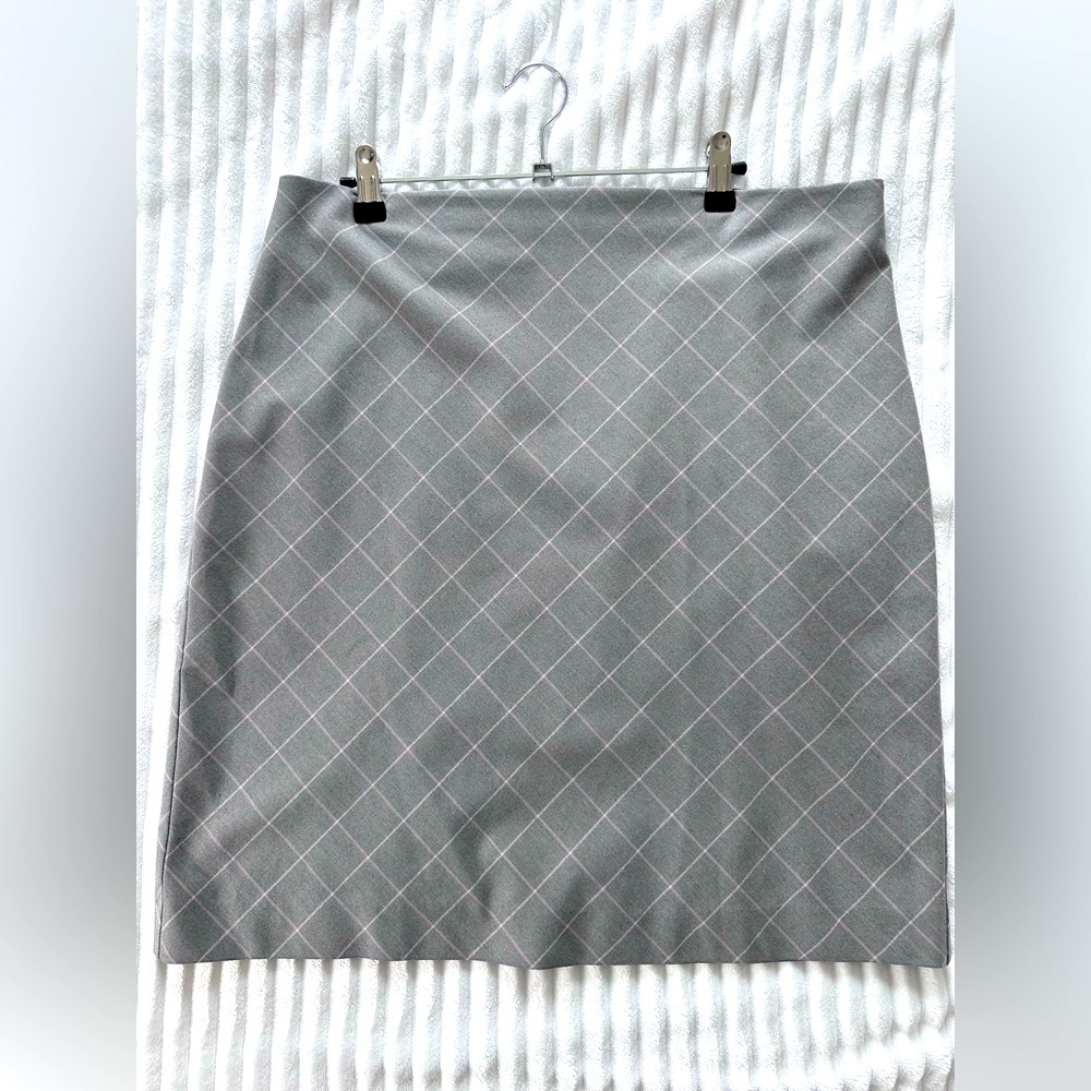 Express | Pink Gray Plaid Knee-Length Pencil Skirt for Work